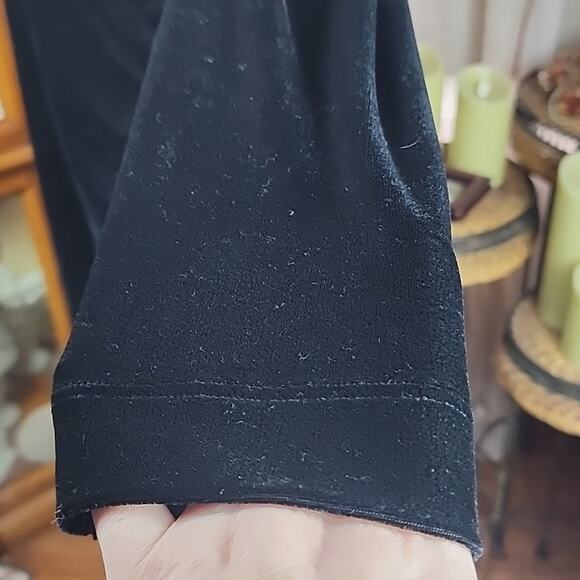 SOFT SURROUNDINGS | Classic Black Long Sleeve Velvet Holiday Faux Wrap Dress | L - Picture 4 of 11
